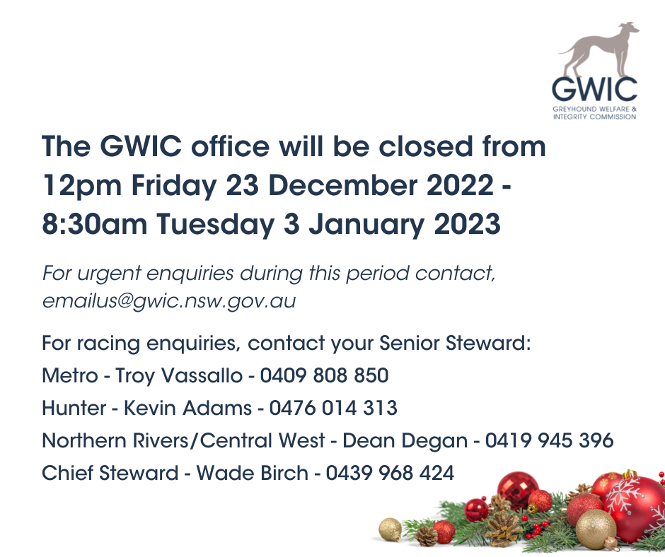 GWIC Christmas Office closure dates