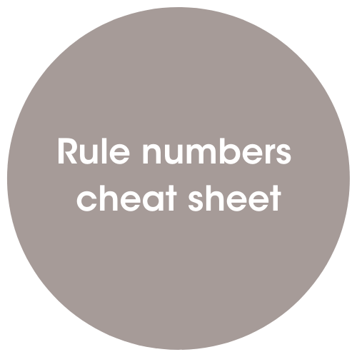 Rule numbers cheat sheet